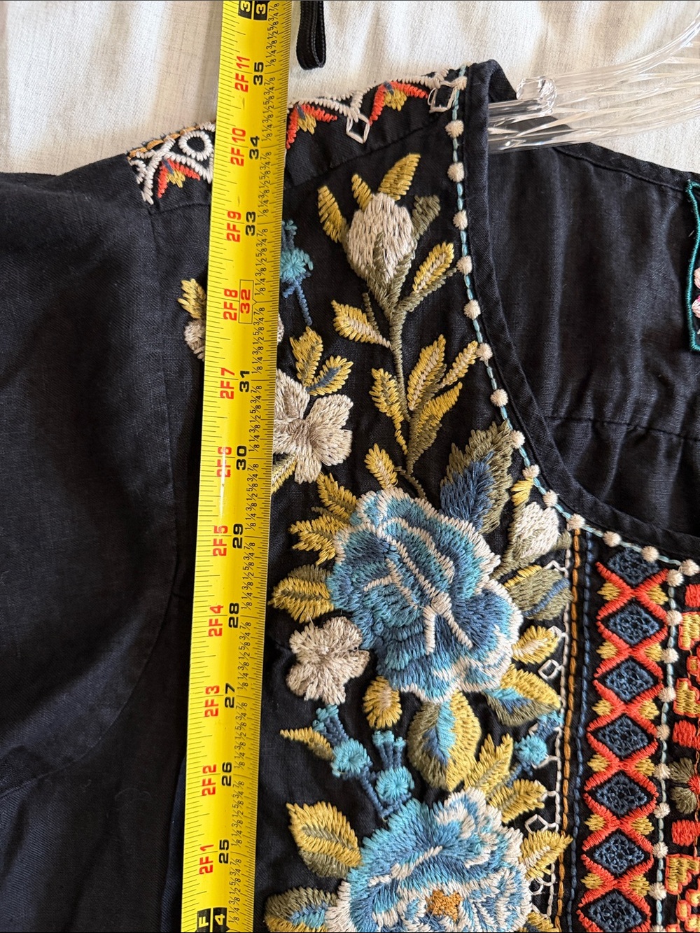 Johnny Was Embroidered Tunic Dress 100% Linen Western Size Large - Picture 9 of 9